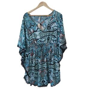 Lane Bryant Swim Cacique Womens Cover Up SIze 14 16 Kaftan Kimono Beach NWT